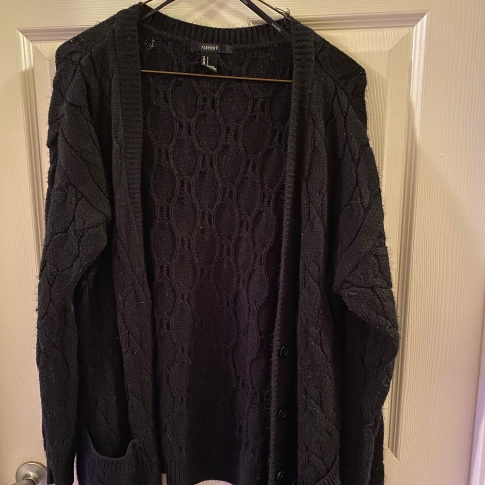 Woven cardigan sweater